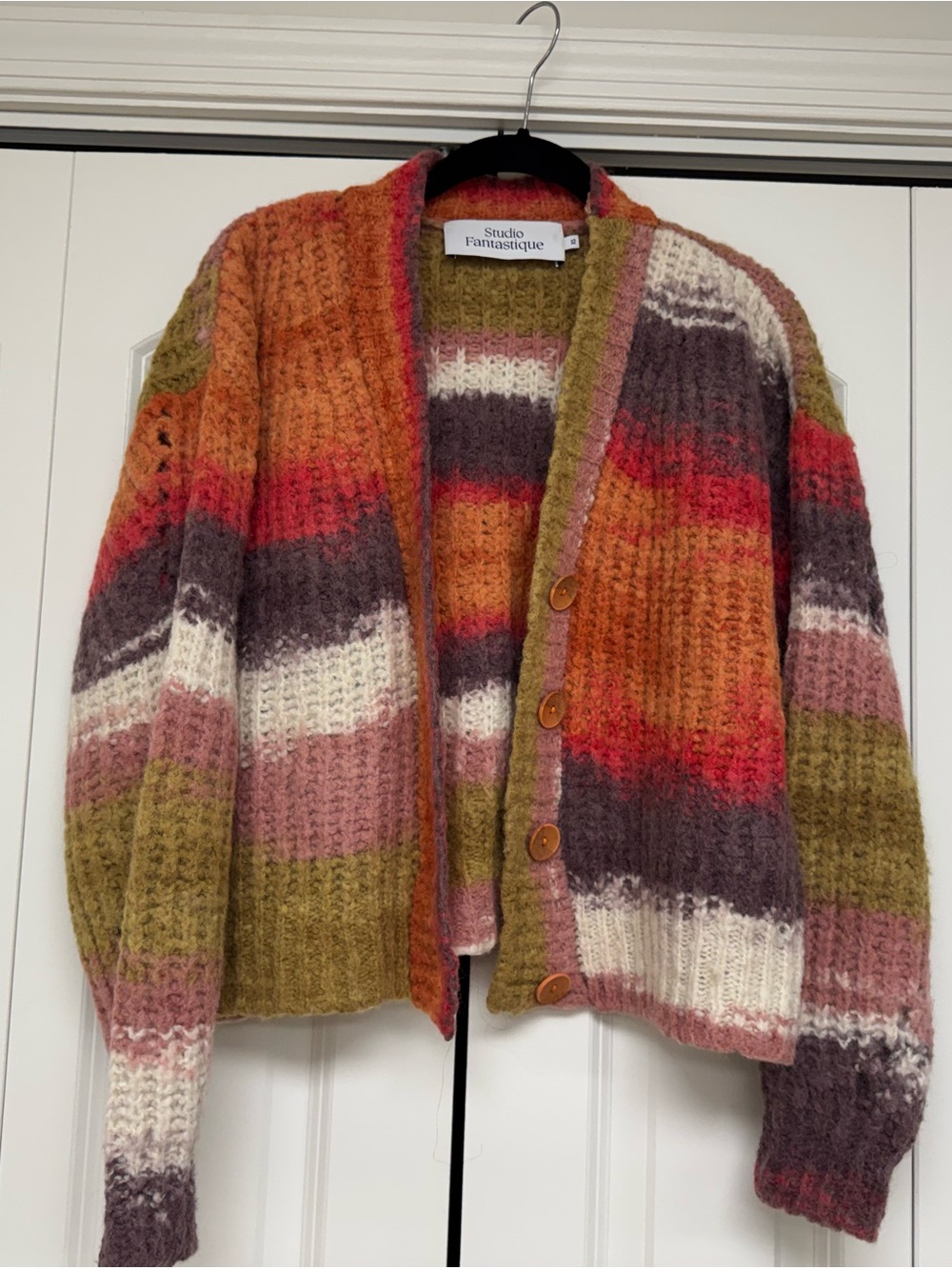 Studio Fantasique Sustainable Handmade Multicolor Striped Button-Front Cardigan